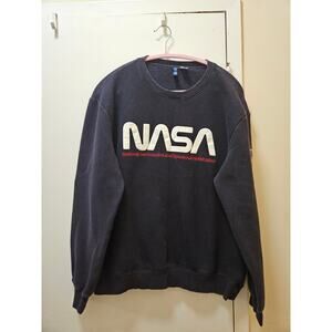 Divided by H&M Navy Blue Pullover NASA Crewneck Sweatshirt, Men's Large